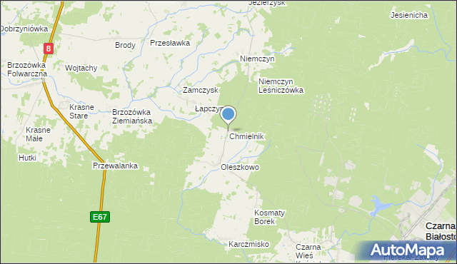 mapa Chmielnik, Chmielnik gmina Czarna Białostocka na mapie Targeo